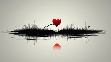 Poster - Minimalist Heart Tattoo Design with Elegant Heartbeat Line and Peak
