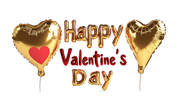 Happy Valentines Day with heart shaped isolated on white background PNG.AI GENERATED