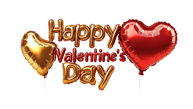 Happy Valentines Day with heart shaped isolated on white background PNG.AI GENERATED