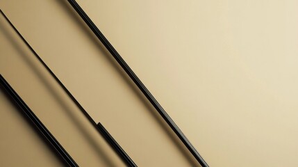 Fototapete - Diagonal black lines create a modern and minimalist composition against a beige background in a contemporary design setting. Generative AI