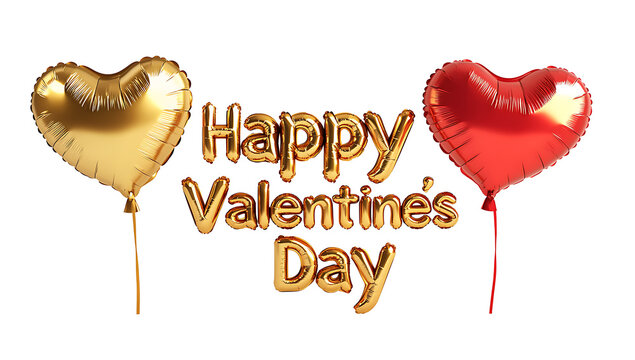 Happy Valentines Day with heart shaped isolated on white background PNG.AI GENERATED