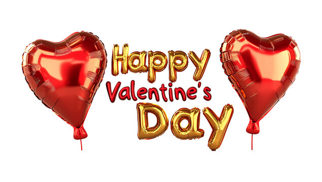 3D text Happy Valentines Day with heart shaped isolated on white background PNG.AI GENERATED