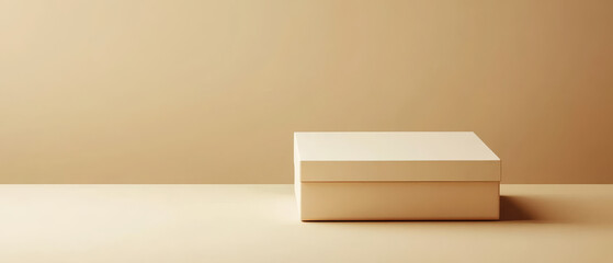 Poster - sleek gift box on soft beige background, perfect for presents