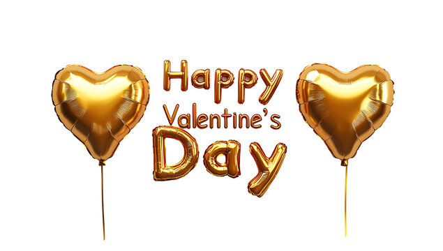 3D text Happy Valentines Day with heart shaped isolated on white background PNG.AI GENERATED
