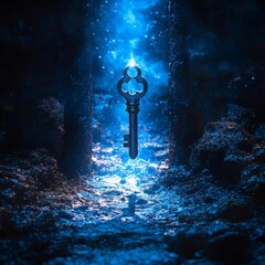 Poster - Symbolic Key Unlocking Glowing Door to Open World of Radiant Freedom