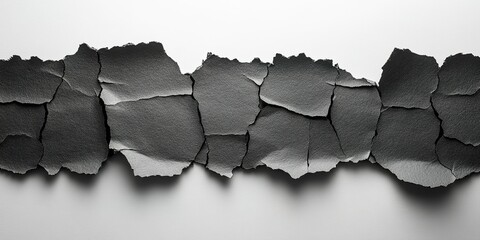 Poster - Textured black paper pieces arranged in a visually interesting pattern on a clean background