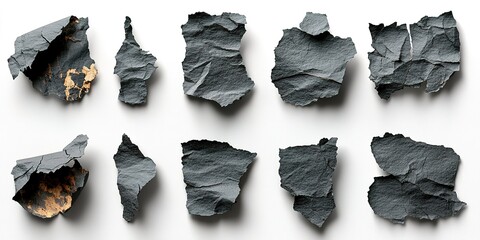 Poster - Crumpled black paper textures arranged in an artistic display showcasing detail and variation