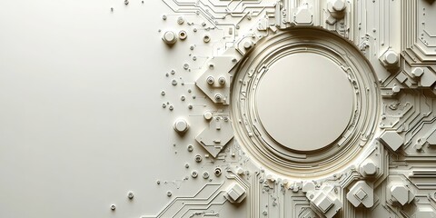 Poster - Intricate electronic design featuring circular elements and circuit patterns in a modern aesthetic