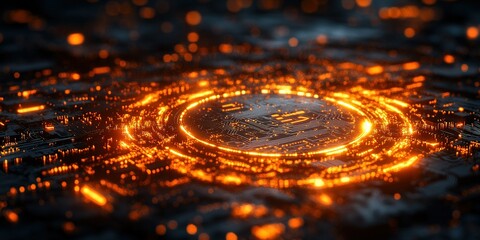 Poster - Abstract representation of digital technology with glowing circuits and electric patterns visually striking and modern