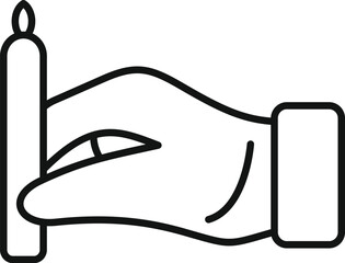 Poster - Line drawing of a hand holding a burning candle, symbolizing remembrance, celebration, or spirituality