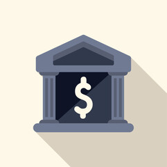 Poster - classic bank building with dollar sign, symbolizing finance, investment, and economic stability