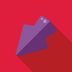 Poster - minimalist flat design illustration featuring a purple arrow pointing down and left, casting a long 