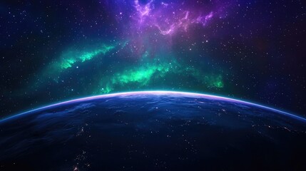 Wall Mural - Breathtaking Cosmic View of Earth Overlooking Distant Galaxies