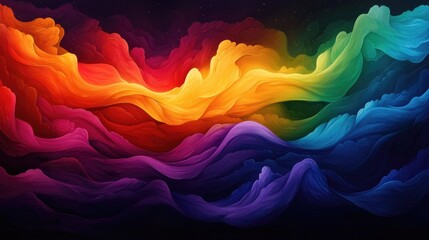 Fototapete - Colorful Abstract Waves of Fluid Motion in Vibrant Spectrum