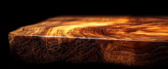 Aufkleber - Close-Up of Natural Wood Grain with Polished Edge, Highlighting Organic Texture, Rustic Appeal, and Decorative Design for Crafting or Interior Use