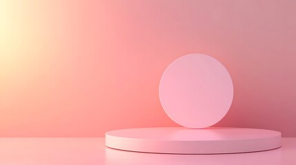 Poster - Pink Circular Platform Minimalist Product Display