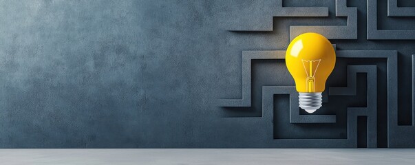 Wall Mural - a light bulb symbolizing innovative ideas in a maze background.