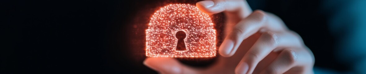 Aufkleber - Futuristic Digital Privacy Art Holographic Padlock Against Urban Nightscape - Enhancing Secure Cloud Solutions and Data Protection for Modern Enterprises