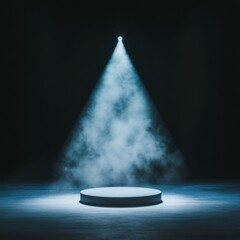 Poster - Dramatic Spotlight Stage Intense Beam on Smoky Platform - Creative Set Design for Event Ambiance and Performance Focus in Theater Productions