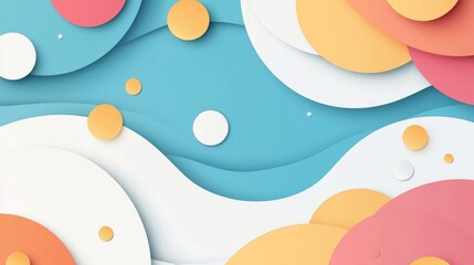 Poster - White abstract background decorated with circular layers. Vector realistic illustration of pastel business presentation backdrop with round papercut design elements, modern minimalist wallpaper