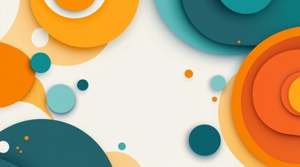 Poster - White abstract background decorated with circular layers. Vector realistic illustration of pastel business presentation backdrop with round papercut design elements, modern minimalist wallpaper