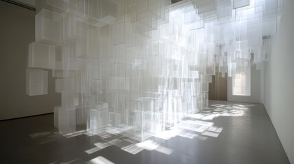 Poster - Vector 3d illustration white cubes, design with perspective effect