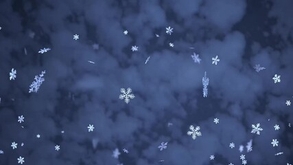 Poster - Snowflakes Gently Falling in Cold Winter Night Sky Dark and Chilly Scene