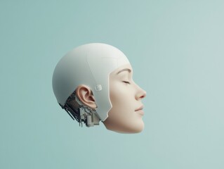 Leinwandbilder - Futuristic AI Aesthetic Cybernetic Circuitry in Humanoid Silhouette for Tech-Driven Marketing and Innovation - Neural Design for Enhanced Cognitive Solutions