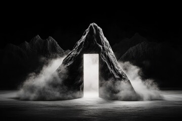 Poster - A minimalist depiction of a cracked door with light spilling through, symbolizing the opening of opportunities