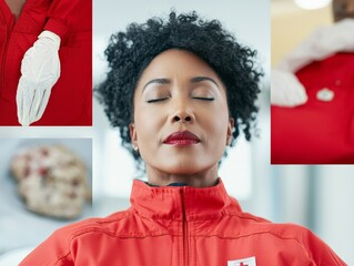 Poster - Innovative Emergency Training Visuals Red Uniform and White Gloves with Focused Expressions in Educational Layout - Engaging Emergency Response Content for Professional Development