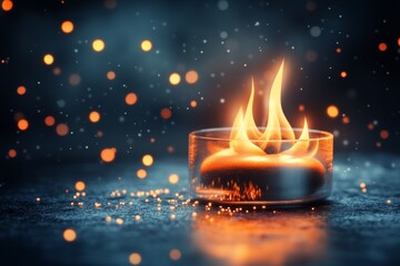 Poster - A single small flame struggling to light a large, empty space, symbolizing insufficient energy or strength