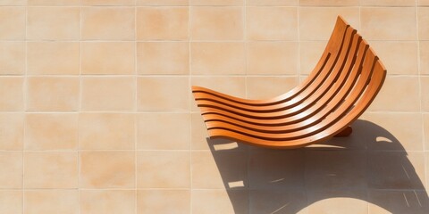 Leinwandbilder - Biomimicry Seating Solution Elegant Wooden Chair with Nature-Inspired Curves for Urban Eco-Friendly Offices - Sustainable Design in Contemporary Workspaces