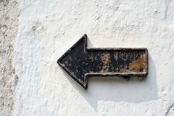 Aufkleber - Vintage black arrow sign mounted on a white wall indicating direction and suggesting a unique location. Generative AI