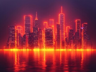 Poster - Glowing Futuristic Cityscape with Progress Bar Loading Concept