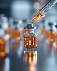 Poster - Futuristic Pharma Visuals Robotic Automation in Precision Medication Vial Testing - Elevating Sterile Manufacturing Quality in Healthcare Tech