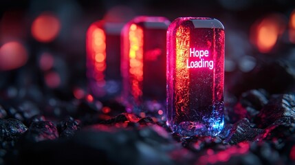 Poster - glowing rainbow progress bar with hope loading concept