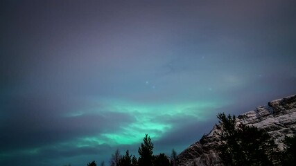 Wall Mural - Scenic Aurora Borealis In Skibotn, Norway - Timelapse