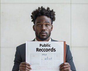 Aufkleber - Minimalist Office Black Professional with Open Public Records Folder - Modern Data Transparency and Accountability in E-Government Business Settings