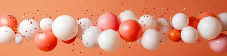 Aufkleber - Vibrant Celebration Display Bold Balloon Bouquets with Confetti on Warm Palette - Festive Event Design and Visual Merchandising for Social Media Engagement