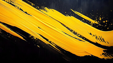 Poster - Abstract yellow brush strokes on dark.