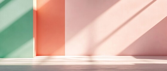 Poster - Pastel Minimalist Interior Vibrant Concrete Floor with Skylights and Clean Lines - Urban Aesthetic Design for Modern Retail Spaces and Enhanced Visual Branding