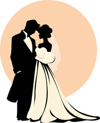 Wall Mural - bride and groom silhouette, lovers silhouette, valentines day, wedding,