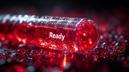 Poster - Glowing Red Thermometer Shaped Progress Bar Filling to the Ready Status