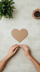 Aufkleber - Sustainable Learning Icon Hands Crafting Eco-Friendly Heart Shape with Natural Fibers on Concrete Innovative Educational Content and Eco-Conscious Classroom Design