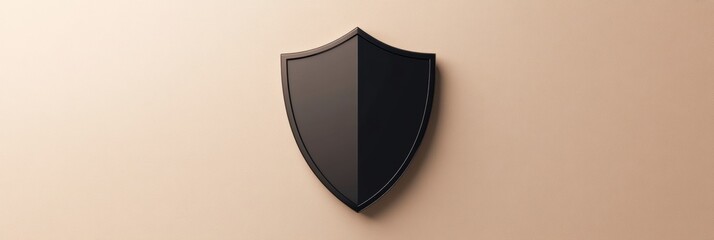 Poster - Shield emblem with a sleek black design on a light background for protection and security representation. Generative AI