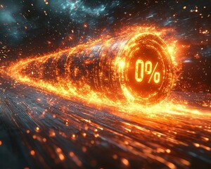Poster - Glowing Digital Progress Bar with Advancing Numbers Towards 100 Completion
