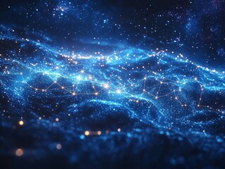 Poster - celestial progress bar interconnected constellations glowing in a cosmic galaxy backdrop