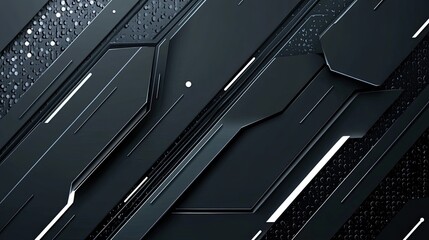 Poster - Sleek black to white gradient with soft lines, metallic reflections, and futuristic abstract elements.