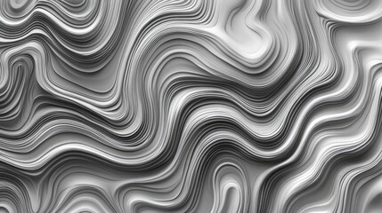 Poster - Smooth gradient of light gray to black with abstract metallic waves and soft tech-inspired curves.