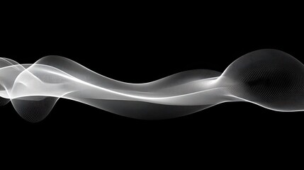 Poster - Smooth gradient of light gray to black with abstract metallic waves and soft tech-inspired curves.